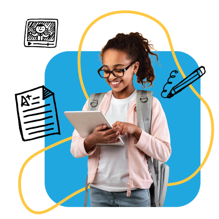 young student using a tablet