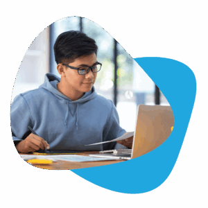 Student participating in a live Brainfuse on-demand tutoring session for math