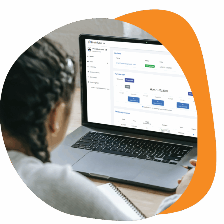 Student using Brainfuse Online Tutoring on a laptop